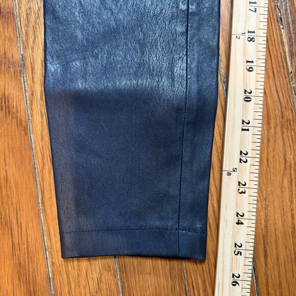Plein Sud Leather Pant Leggings Navy Blue Size 6 27x25 Luxury Designer - Picture 4 of 11